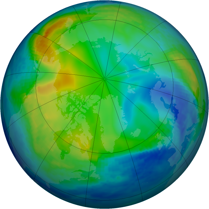 Arctic ozone map for 01 December 1992